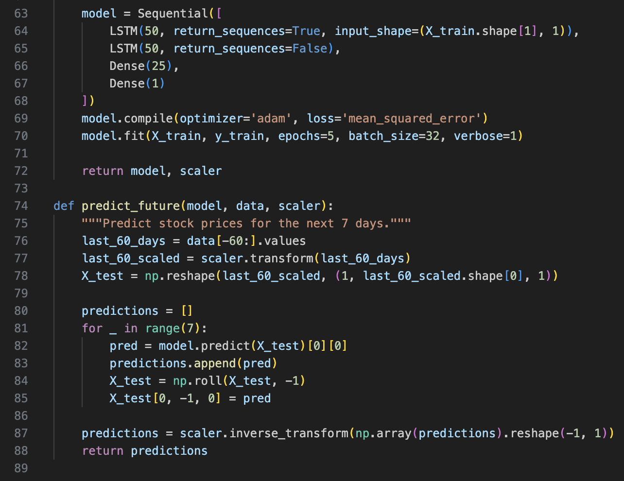 LSTM Model Code Example